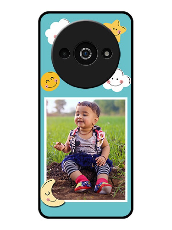 Custom Redmi A3X Custom Glass Phone Case - Smiley Kids Stars Design
