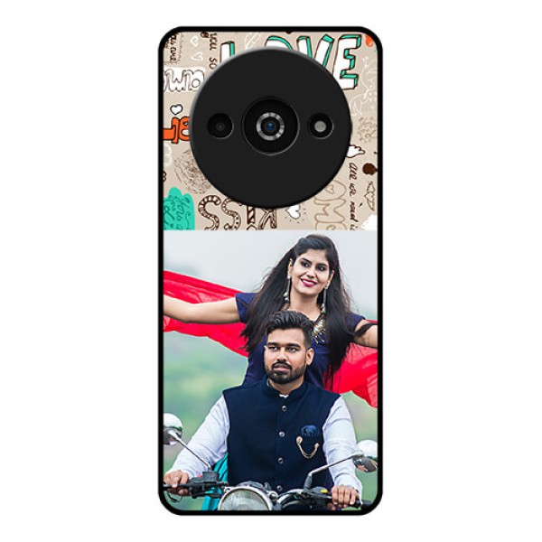 Redmi A3X Custom Glass Phone Case - Love Doodle Pattern