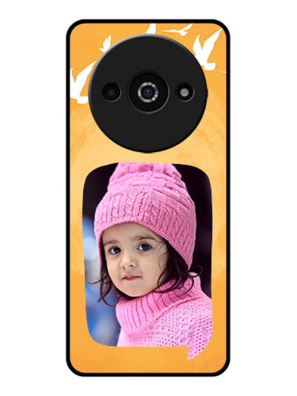 Custom Redmi A3X Custom Glass Phone Case - Water Color Design With Bird Icons