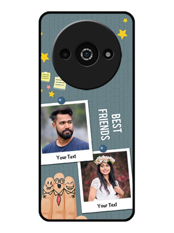 Custom Redmi A3X Custom Glass Phone Case - Sticky Frames And Friendship Design