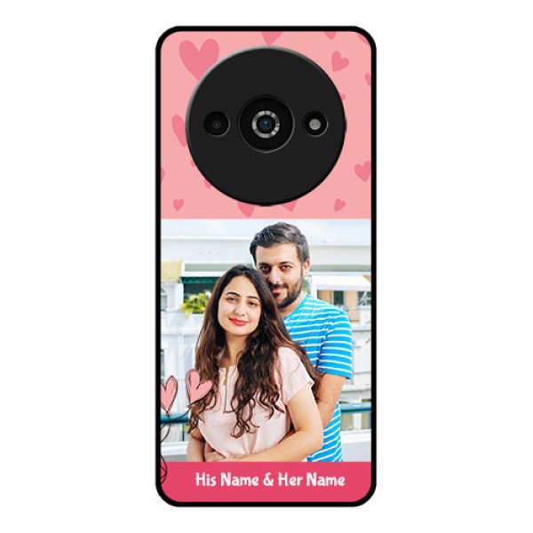 Redmi A3X Custom Glass Phone Case - Love Design Peach Color Redmi A3X Custom Glass Phone Case - Love Design Peach Color