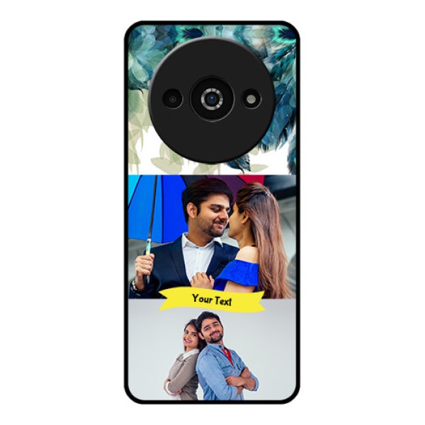Redmi A3X Custom Glass Phone Case - Image With Boho Peacock Feather Design