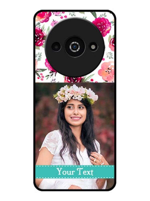 Custom Redmi A3X Custom Glass Phone Case - Water Colors Floral Design