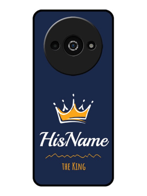 Custom Redmi A3X Custom Glass Phone Case - King With Name Design