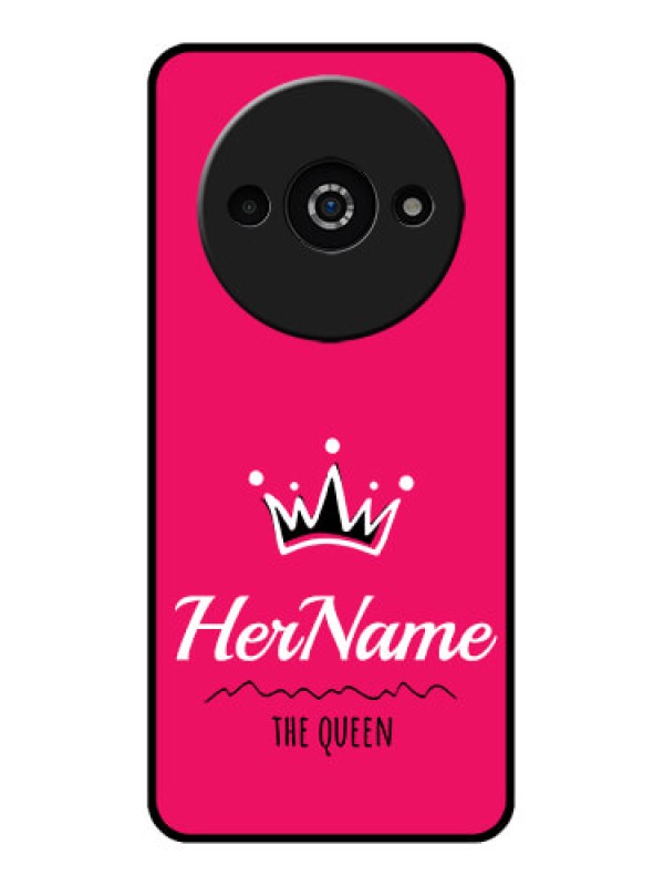 Custom Redmi A3X Custom Glass Phone Case - Queen With Name Design