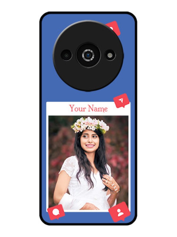 Custom Redmi A3X Custom Glass Phone Case - Like Share And Comment Design