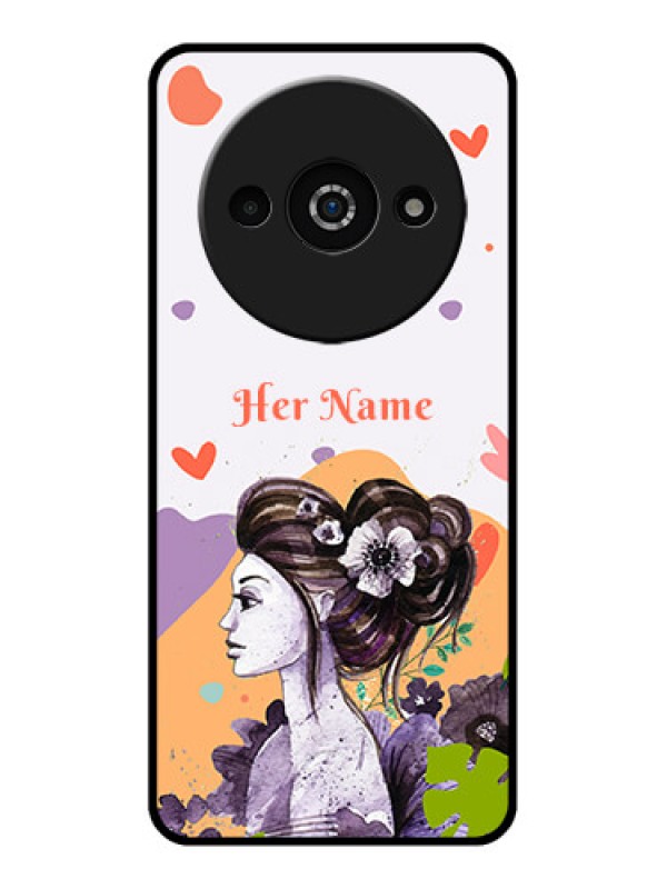 Custom Redmi A3X Custom Glass Phone Case - Woman And Nature Design