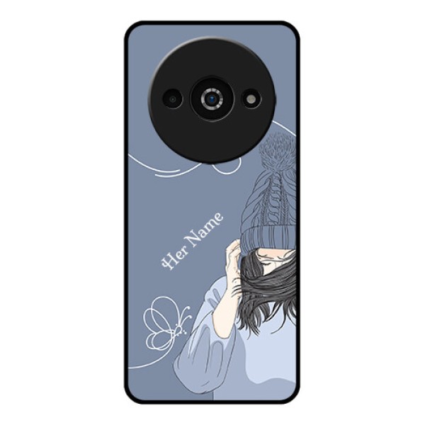 Redmi A3X Custom Glass Phone Case - Girl In Winter Outfit Design