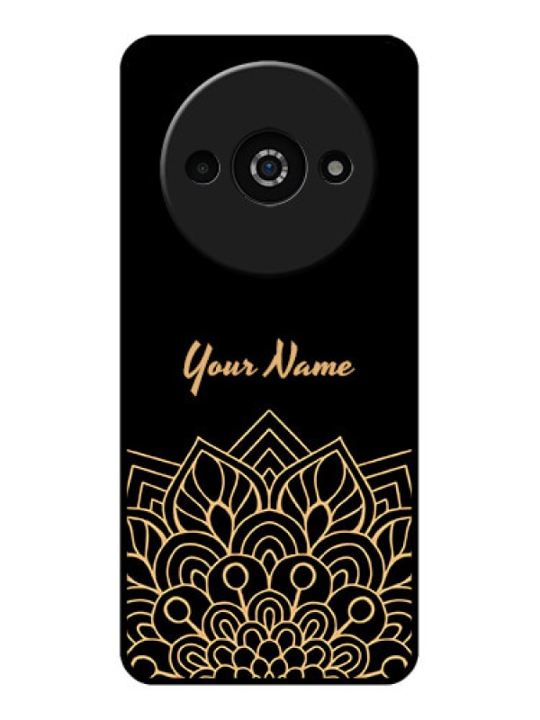 Custom Redmi A3X Custom Glass Phone Case - Golden Mandala Design