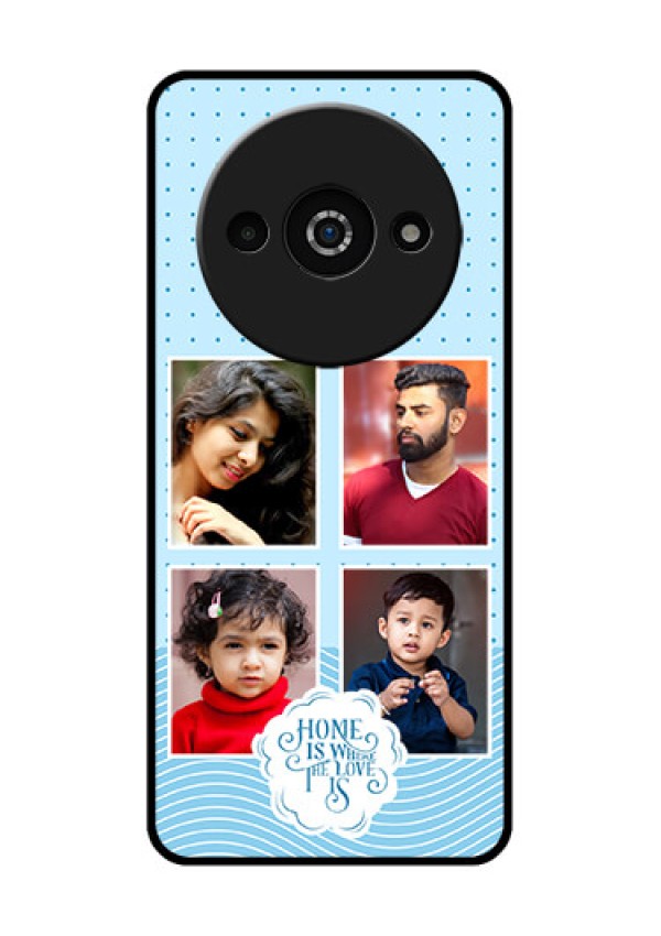 Redmi A3X Custom Glass Phone Case - Cute Love Quote With 4 Pic Upload Design