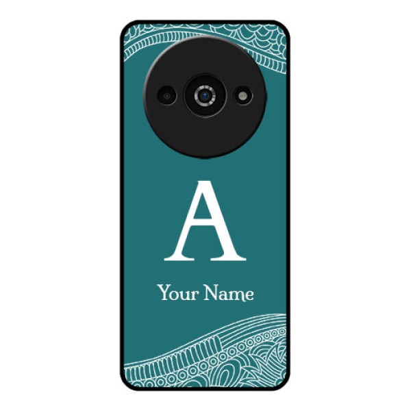 Redmi A3X Custom Glass Phone Case - Line Art Pattern With Custom Name Design Redmi A3X Custom Glass Phone Case - Line Art Pattern With Custom Name Design