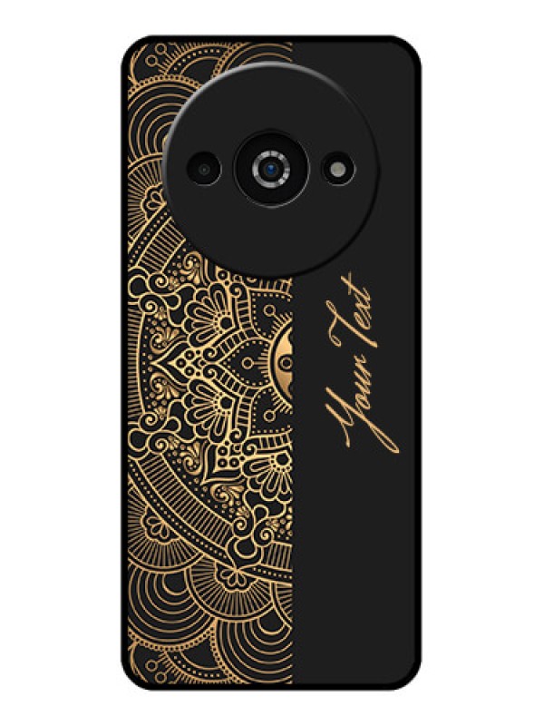 Custom Redmi A3X Custom Glass Phone Case - Mandala Art With Custom Text Design