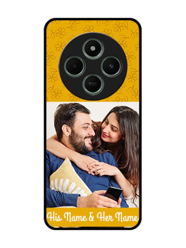 Custom redmi A4 5G Custom Glass Phone Case - Yellow Floral Design