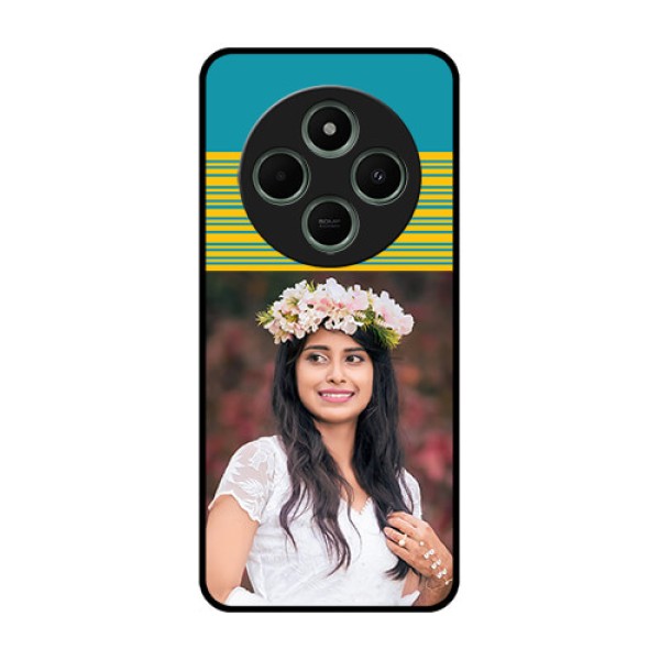 redmi A4 5G Custom Glass Phone Case - Yellow & Blue Design
