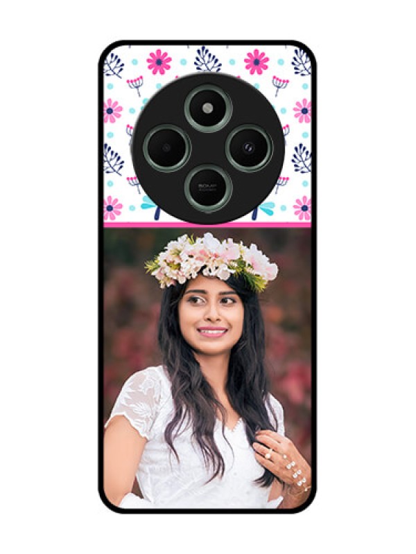 Custom redmi A4 5G Custom Glass Phone Case - Colorful Flower Design