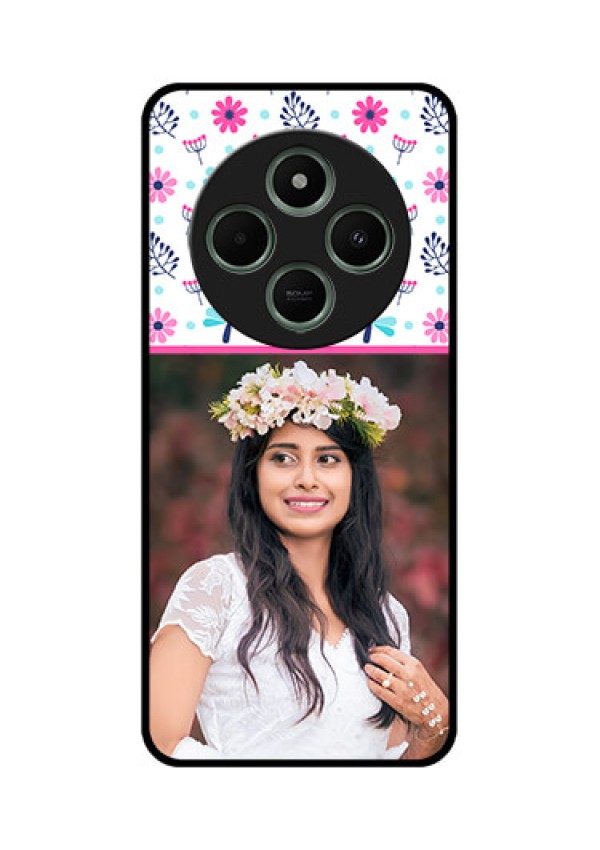 redmi A4 5G Custom Glass Phone Case - Colorful Flower Design