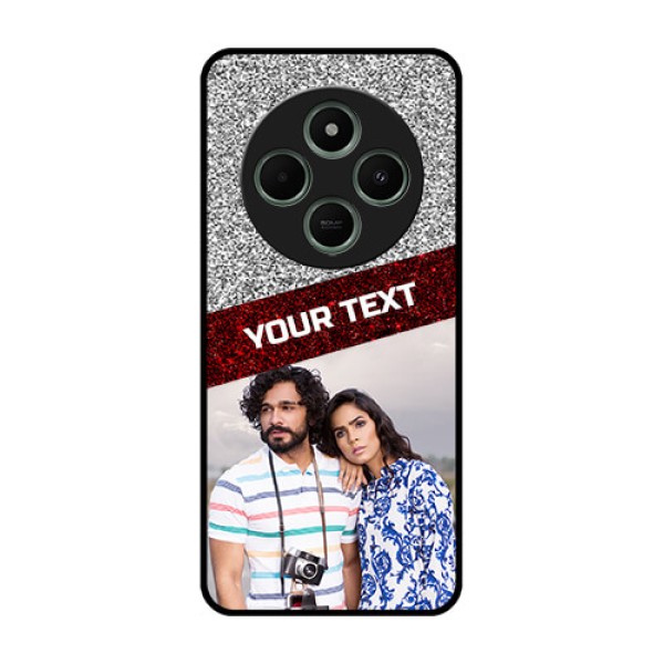 redmi A4 5G Custom Glass Phone Case - Image Holder With Glitter Strip Design redmi A4 5G Custom Glass Phone Case - Image Holder With Glitter Strip Design