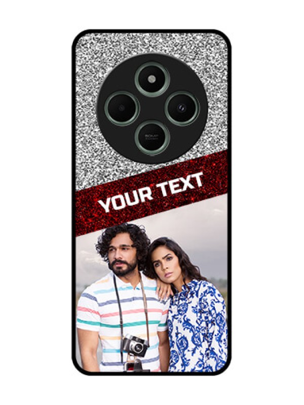 Custom redmi A4 5G Custom Glass Phone Case - Image Holder With Glitter Strip Design