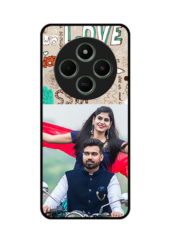 redmi A4 5G Custom Glass Phone Case - Love Doodle Pattern