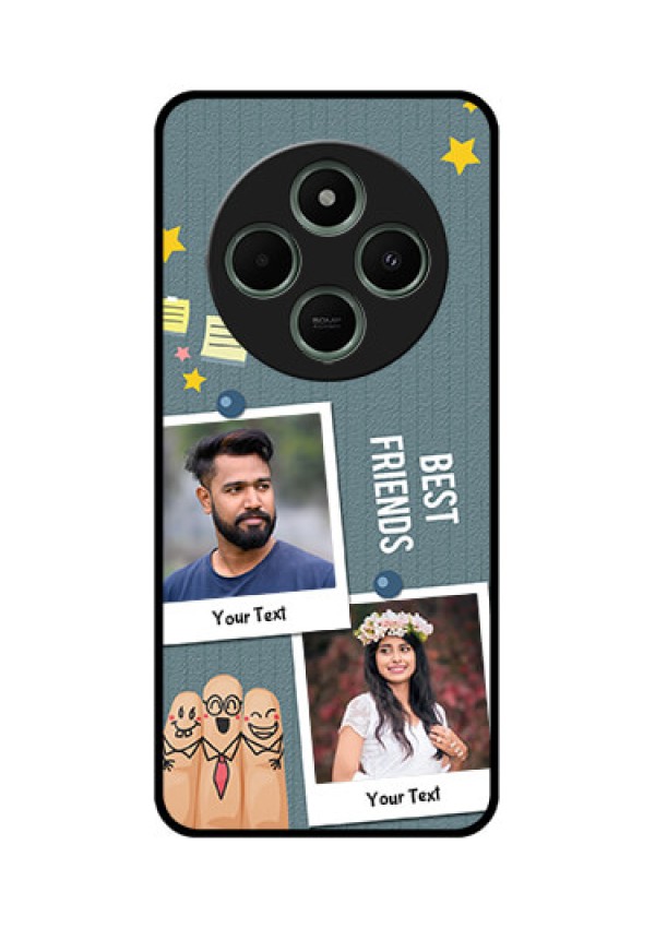 redmi A4 5G Custom Glass Phone Case - Sticky Frames And Friendship Design