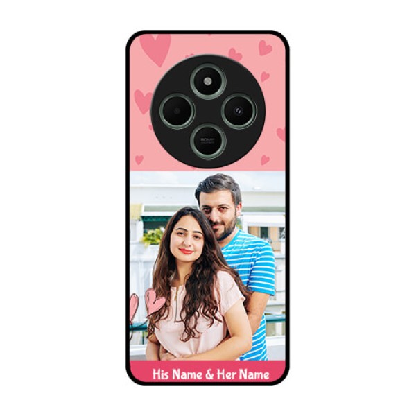 redmi A4 5G Custom Glass Phone Case - Love Design Peach Color redmi A4 5G Custom Glass Phone Case - Love Design Peach Color