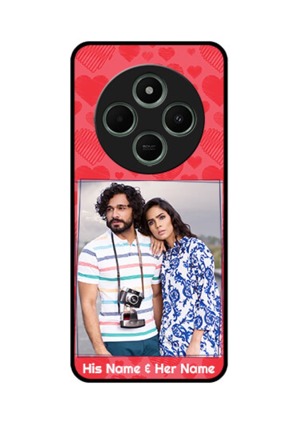 redmi A4 5G Custom Glass Phone Case - With Red Heart Symbols Design