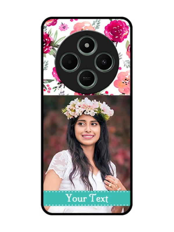 Custom redmi A4 5G Custom Glass Phone Case - Water Colors Floral Design