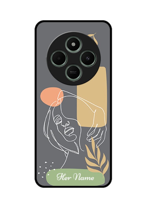 redmi A4 5G Custom Glass Phone Case - Gazing Woman Line Art Design
