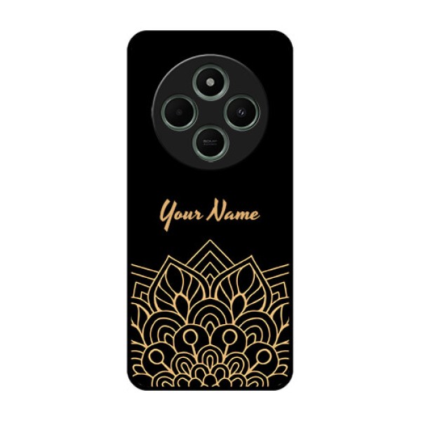 redmi A4 5G Custom Glass Phone Case - Golden Mandala Design