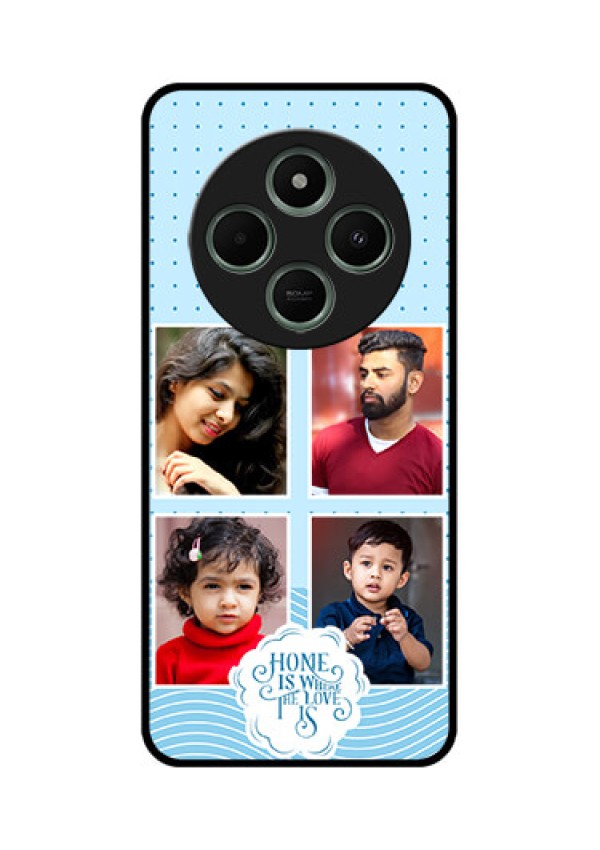 redmi A4 5G Custom Glass Phone Case - Cute Love Quote With 4 Pic Upload Design