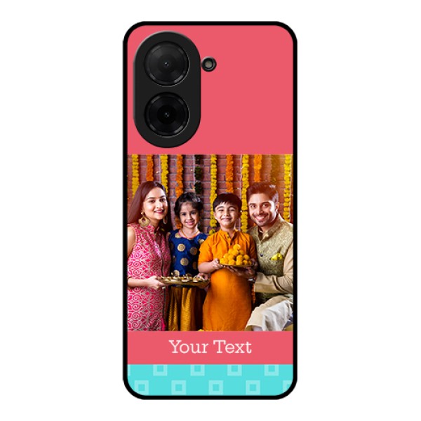 Xiaomi Redmi A5 Custom Glass Phone Case - Peach & Blue Color Design