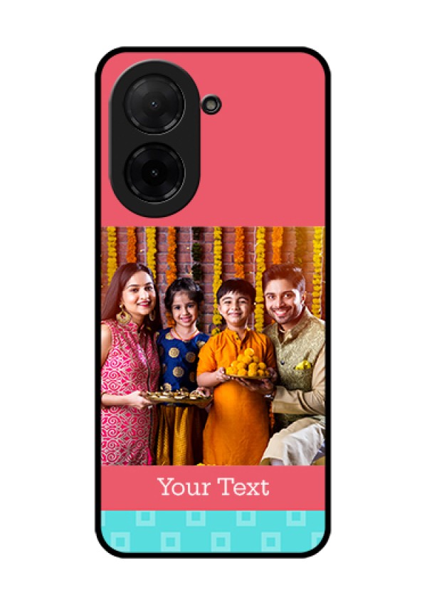 Xiaomi Redmi A5 Custom Glass Phone Case - Peach & Blue Color Design