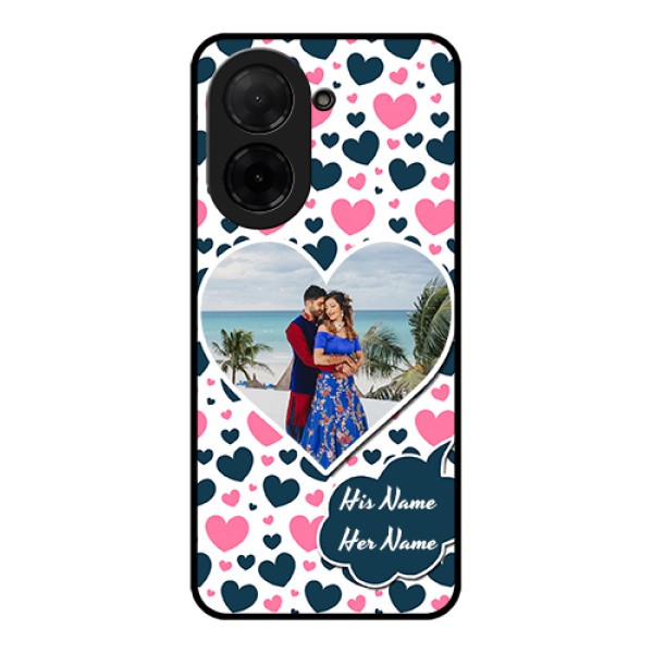 Xiaomi Redmi A5 Custom Glass Phone Case - Pink & Blue Heart Design