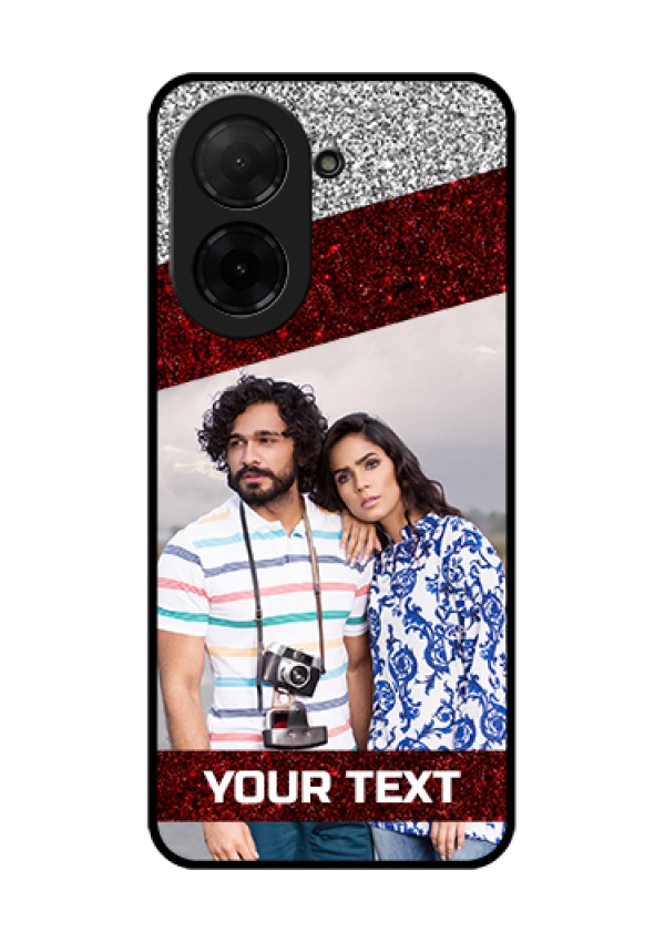 Xiaomi Redmi A5 Custom Glass Phone Case - Image Holder With Glitter Strip Design