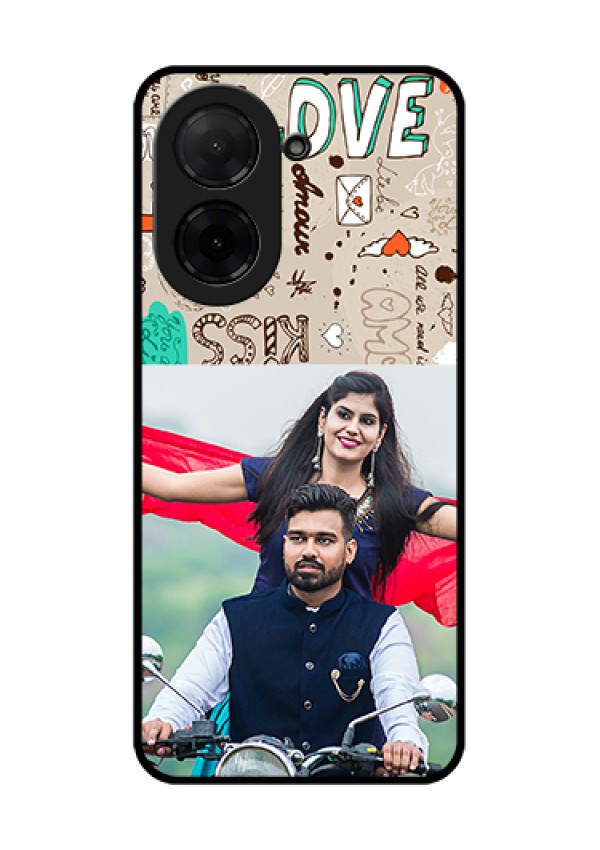Xiaomi Redmi A5 Custom Glass Phone Case - Love Doodle Pattern