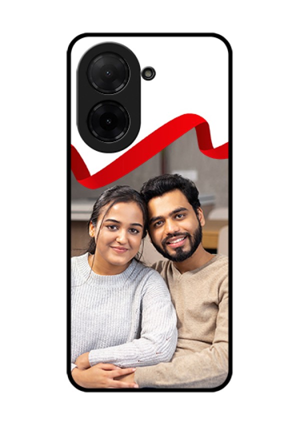 Xiaomi Redmi A5 Custom Glass Phone Case - Red Ribbon Frame Design