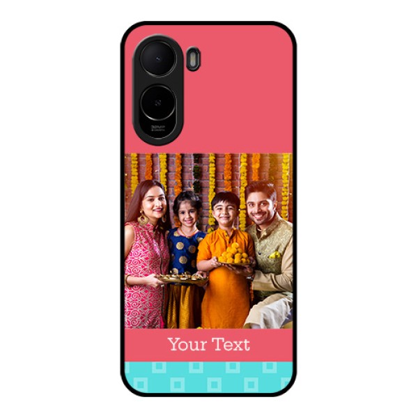 Xiaomi Redmi A7 Pro 5G Custom Glass Phone Case - Peach & Blue Color Design