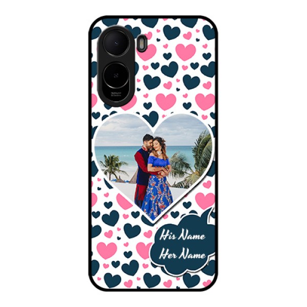 Xiaomi Redmi A7 Pro 5G Custom Glass Phone Case - Pink & Blue Heart Design