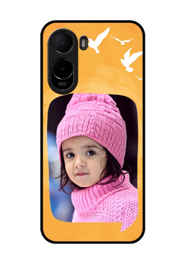 Xiaomi Redmi A7 Pro 5G Custom Glass Phone Case - Water Color Design With Bird Icons
