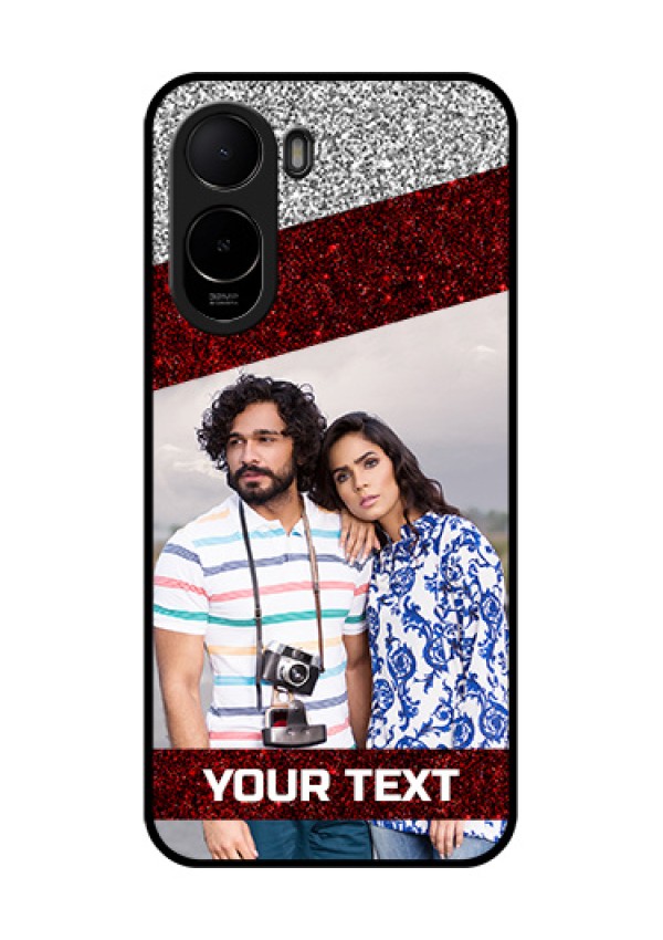Xiaomi Redmi A7 Pro Custom Glass Phone Case - Image Holder With Glitter Strip Design