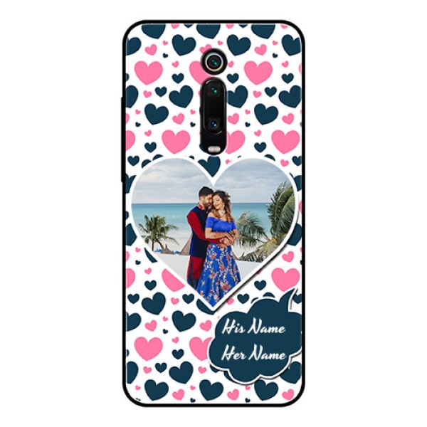 Redmi K20 Pro Custom Glass Phone Case  - Pink & Blue Heart Design