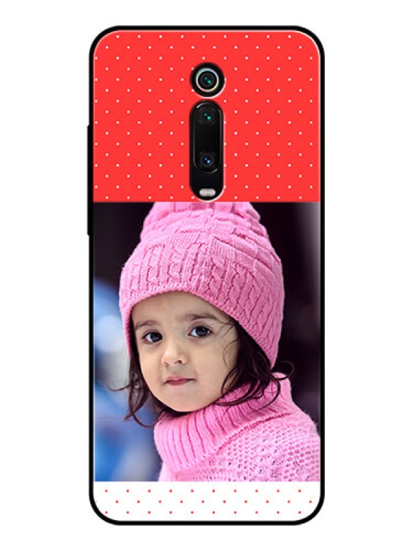 Custom Redmi K20 Pro Photo Printing on Glass Case  - Red Pattern Design