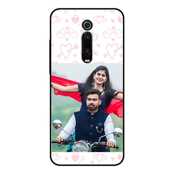 Redmi K20 Pro Custom Glass Mobile Case - Pink Flying Heart Design Redmi K20 Pro Custom Glass Mobile Case - Pink Flying Heart Design