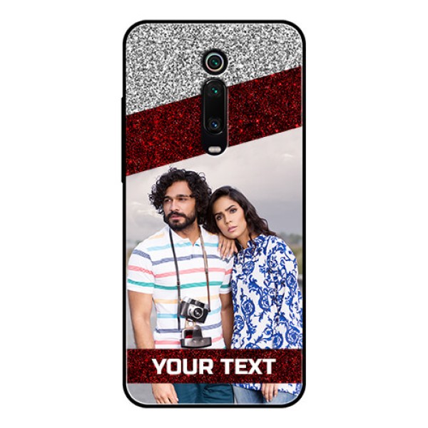 Redmi K20 Pro Personalized Glass Phone Case - Image Holder with Glitter Strip Design Redmi K20 Pro Personalized Glass Phone Case - Image Holder with Glitter Strip Design