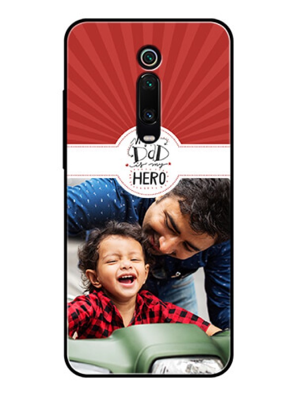 Custom Redmi K20 Pro Photo Printing on Glass Case  - My Dad Hero Design