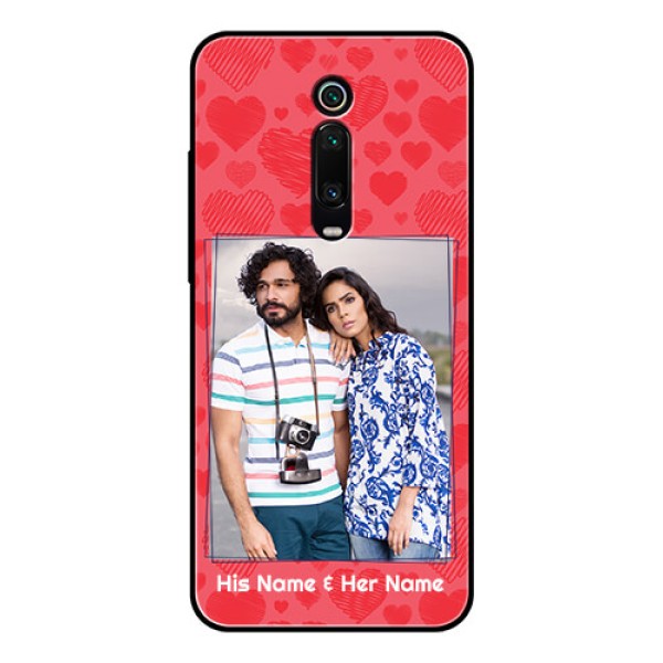 Redmi K20 Pro Photo Printing on Glass Case - with Red Heart Symbols Design Redmi K20 Pro Photo Printing on Glass Case - with Red Heart Symbols Design