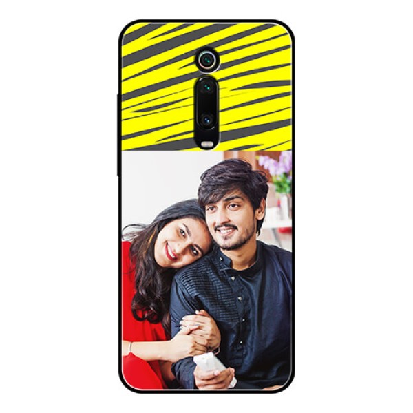 Redmi K20 Pro Photo Printing on Glass Case  - Yellow Abstract Design