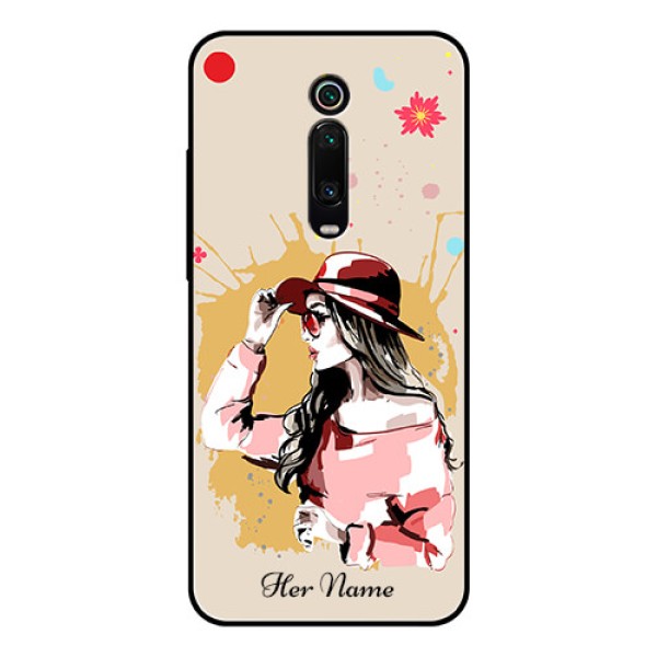 Xiaomi Redmi K20 Pro Photo Printing on Glass Case - Women with pink hat Design Xiaomi Redmi K20 Pro Photo Printing on Glass Case - Women with pink hat Design