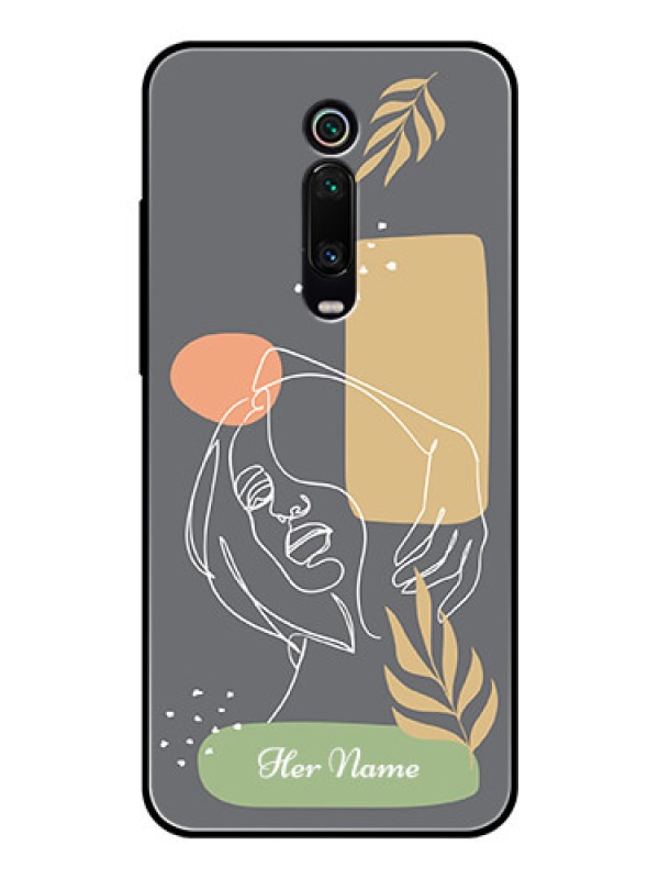 Custom Xiaomi Redmi K20 Pro Custom Glass Phone Case - Gazing Woman line art Design