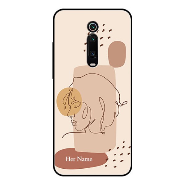 Xiaomi Redmi K20 Pro Photo Printing on Glass Case - Calm Woman line art Design